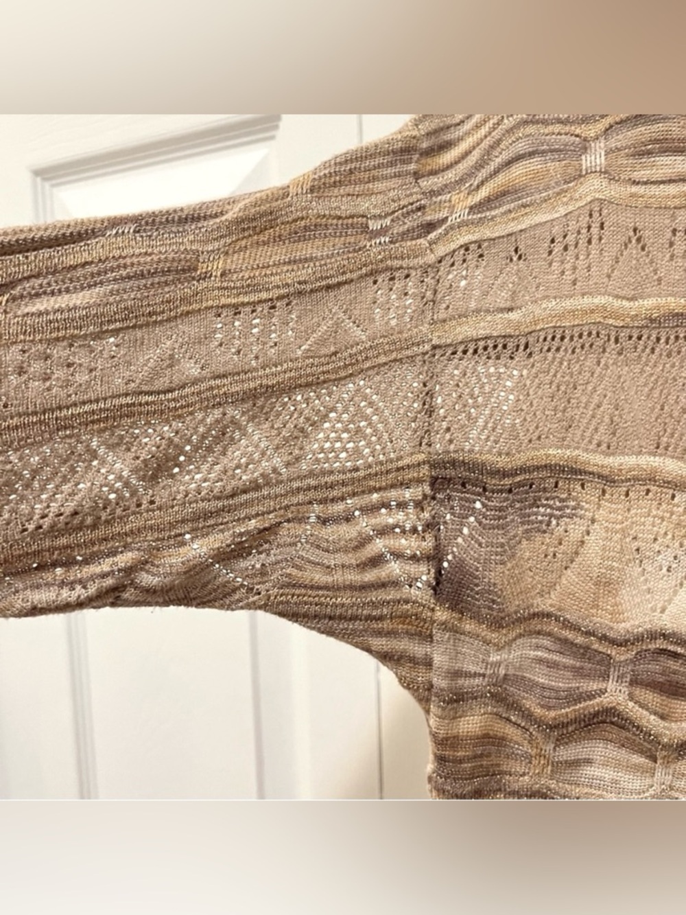 🛍️ $5 ADD-ON | Y2K Suzy Shier Beige-tan Unique Pattern Lightweight Sweater - Picture 8 of 13